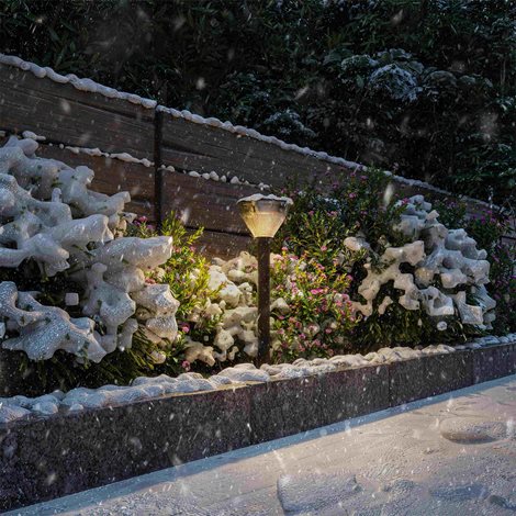 Kyna solární stojanová zahradní lampa 3,8W 27K černá se senzorem 9