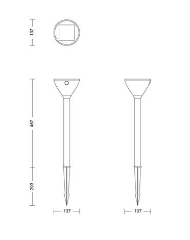 Kyna solární stojanová zahradní lampa 3,8W 27K černá se senzorem 12