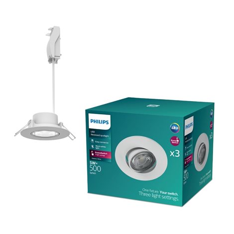 Zapuštěné bodové svítidlo Cilantro Step 5W, 90lm/W, 2700K, (3 ks), bílá 2