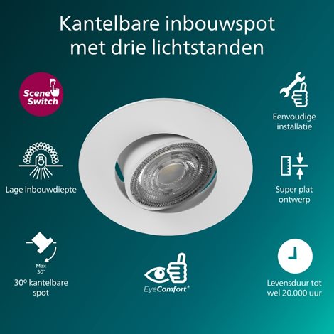 Zapuštěné bodové svítidlo Cilantro Step 5W, 90lm/W, 2700K, (3 ks), bílá 3