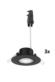 Zapuštěné bodové svítidlo Cilantro Step 5W, 90lm/W, 2700K, (3 ks), černá