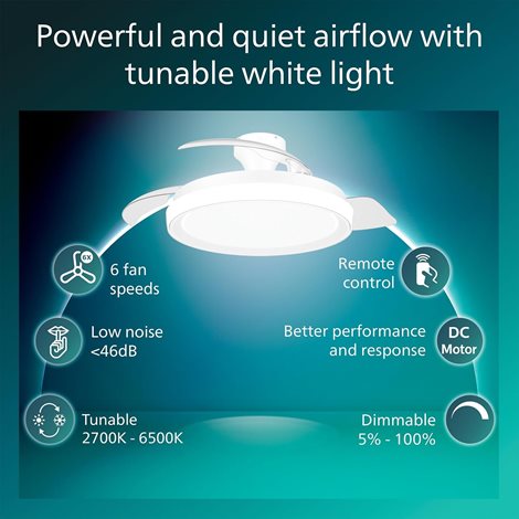 Bliss DC stropní ventilátor a svítidlo 28W+35W bílý/třpyt 3