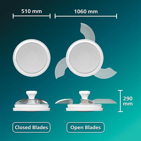 Bliss DC stropní ventilátor a svítidlo 28W+35W bílý/třpyt 10