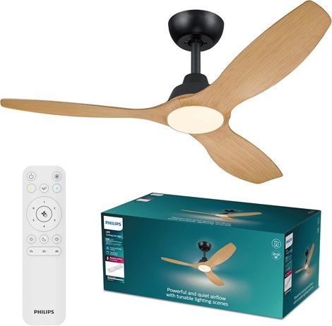 Olas stropní ventilátor a svítidlo 35W+24W černá a dřevo 2