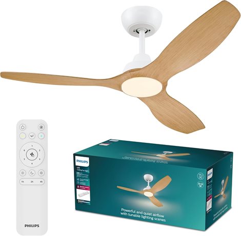 Olas stropní ventilátor a svítidlo 35W+24W bílá a dřevo 2