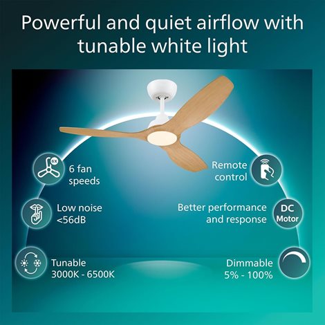 Olas stropní ventilátor a svítidlo 35W+24W bílá a dřevo 3
