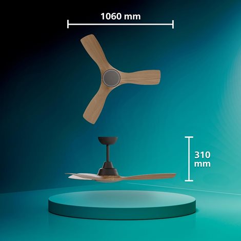 Olas stropní ventilátor a svítidlo 30W+24W černá a dřevo 10