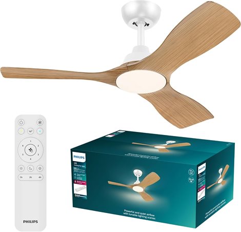 Olas stropní ventilátor a svítidlo 30W+24W bílá a dřevo 2