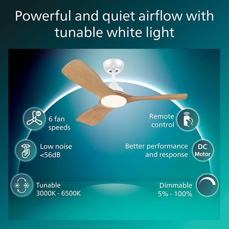 Olas stropní ventilátor a svítidlo 30W+24W bílá a dřevo 3