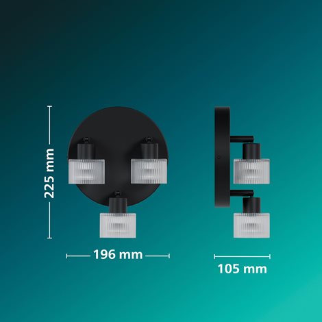 Horen LED bodové svítidlo 3×5W, na desce, AC 220–240, černá 11