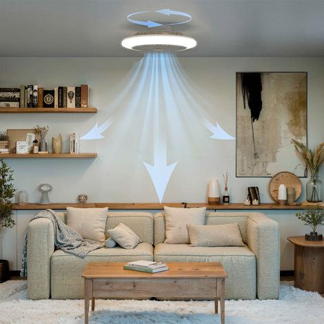 Amigo Stropní svítidlo s ventilátorem 20W+40W, 4400lm, AC 220–240, 2700–6500 K, IP20, RGB OFF bílá 7