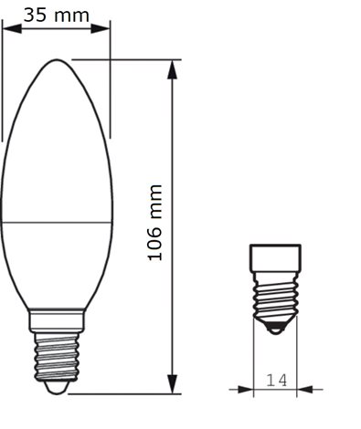 PILA LED 40W B35 E14 WW FR ND LED žárovka 4,9W 470lm 2