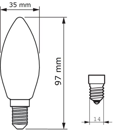 CorePro LEDCandle ND 4.3-40W E14 827 B35 FR G LED Žárovka 4,3W 470lm 2