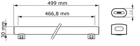LED 3.5W 500mm S14S WW ND LED žárovka 3,5W 375lm 3