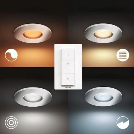 Hue WA Adore koupelnové zápustné LED svítidlo SET  3x5W 400lm 2200-6500K IP44 lesklý chrom + ovladač 7