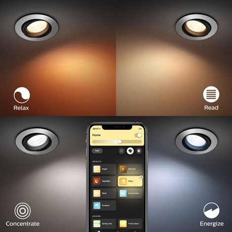 Hue WACA Centura podhledové svítidlo LED GU10 1x5.7W 350lm 2000-6500K RGB IP20 kulaté hliník 2