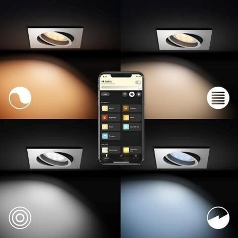 Hue WA Milliskin zápustné LED svítidlo GU10 1x5W 350lm 2200-6500K IP20 hranaté bílé 2