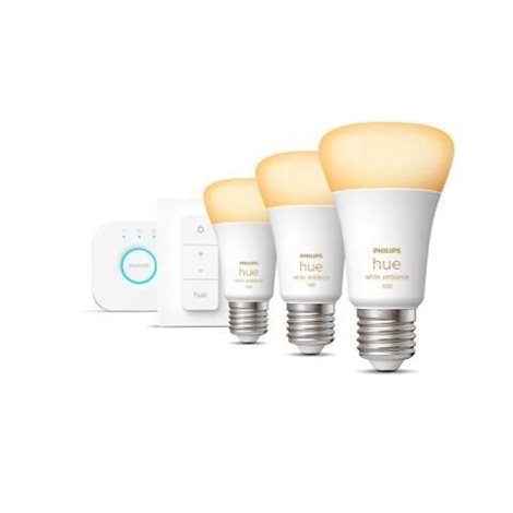 Hue sada Hue Bridge + 3x WA LED žárovka E27 A60 8W 1100lm 2200-6500K IP20 + ovladač 5