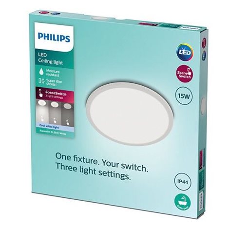 Superslim CL550 koupelnové přisazené LED svítidlo 15W 1500lm 4000K krokové stmívání IP44 25cm, bílé 7