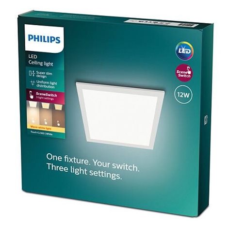 Superslim Touch CL560 stropní LED panel 1x12W 1100lm 2700K krokové stmívání 30cm hranatý IP20, bílý 7