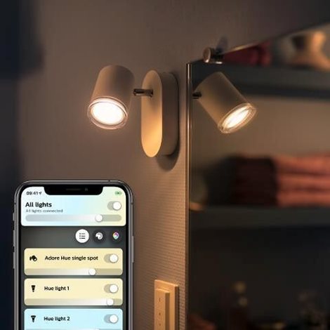 Hue WA Adore koupelnové bodové LED svítidlo GU10 1x5W 350lm 2200-6500K IP44 bílá + ovladač 7