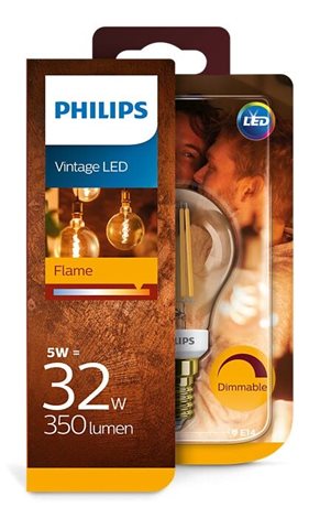 Vintage LED žárovka E14 P45 5W 350lm 2200K stmívatelná, gold 2