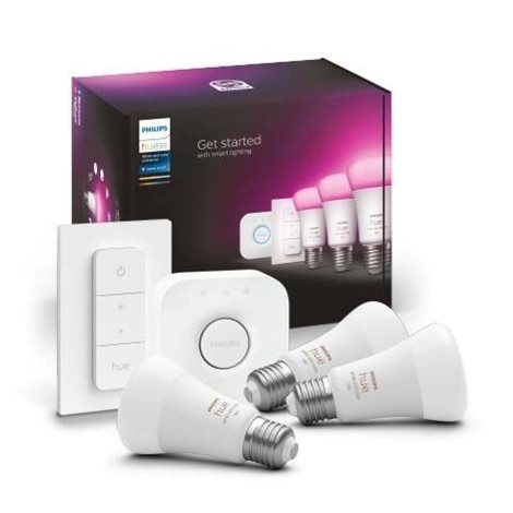 Hue Bluetooth 3x žárovka LED E27 A60 9W 1100lm 2000-6500K RGB + Bridge můstek + ovladač 8