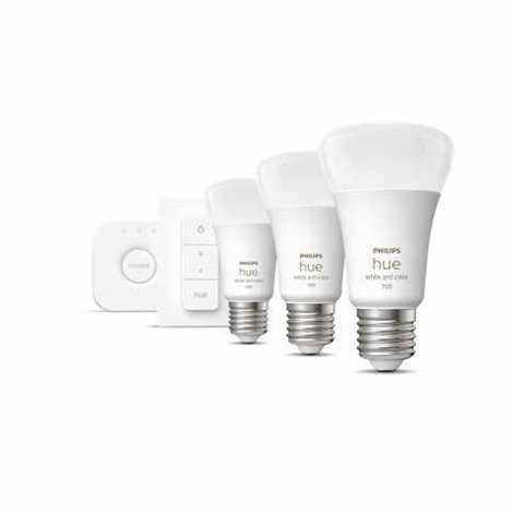 Hue Bluetooth 3x žárovka LED E27 A60 9W 1100lm 2000-6500K RGB + Bridge můstek + ovladač 7