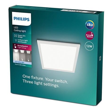 Superslim Touch CL560 stropní LED panel 1x12W 1200lm 4000K krokové stmívání 30cm hranatý IP20, bílý 1