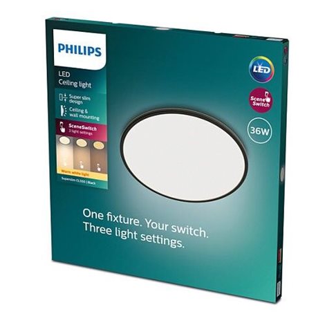 Superslim CL550 přisazené LED svítidlo 36W 3600lm 2700K krokové stmívání IP20 55cm, černé 7