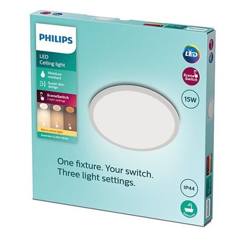 Superslim CL550 koupelnové přisazené LED svítidlo 15W 1300lm 2700K krokové stmívání IP44 25cm, bílé 4