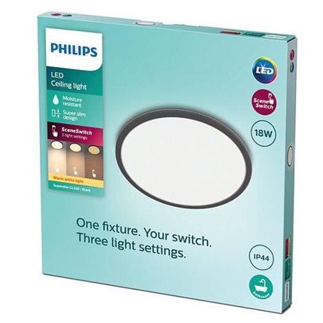Superslim CL550 koupelnové přisazené LED svítidlo 18W 1500lm 2700K krokové stmívání IP44 30cm, černé 4
