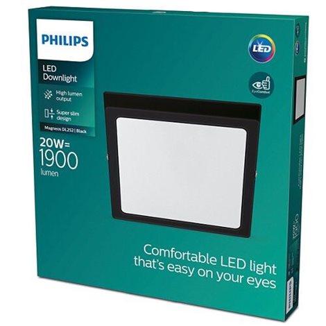 Magneos přisazené LED svítidlo 1x20W 1900lm 2700K IP20 hranaté 28,5cm, černé 6