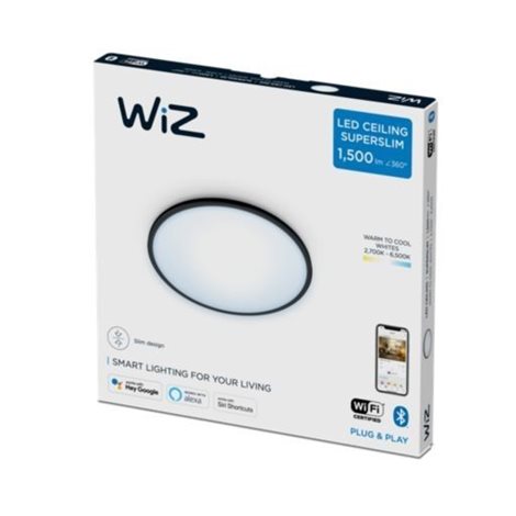 WiZ Superslim přisazené LED svítidlo 16W 1500lm 2700-6500K IP20 29,2cm, černé 2