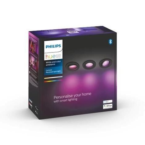 HUE WACA Centura zápustné LED svítidlo 3x GU10 5,7W 350lm 2000-6500K RGB kulaté IP20 černé 5