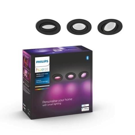 HUE WACA Centura zápustné LED svítidlo 3x GU10 5,7W 350lm 2000-6500K RGB kulaté IP20 černé 3