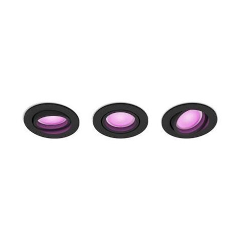 HUE WACA Centura zápustné LED svítidlo 3x GU10 5,7W 350lm 2000-6500K RGB kulaté IP20 černé 2