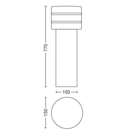 Hue White Tuar venkovní sloupkové svítidlo 1x E27 9W 806lm 2700K 77cm IP44, nerez 3