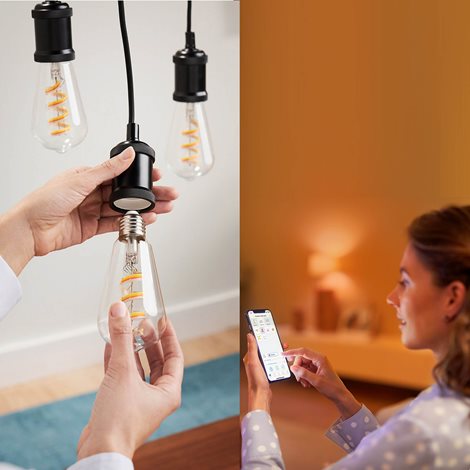 WiZ Smart LED Žárovka s tradičním vzhledem, čirá, 40 W 470lm 2200-6500K (RGB) ST64 E27 6
