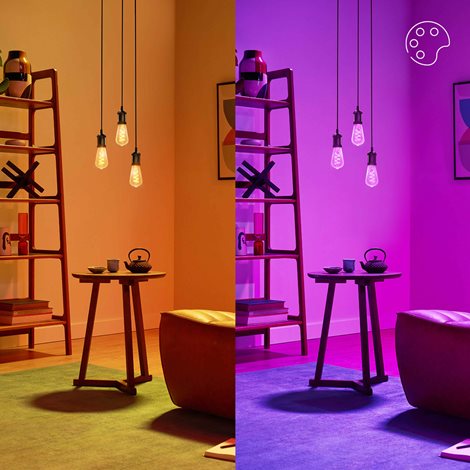WiZ Smart LED Žárovka s tradičním vzhledem, čirá, 40 W 470lm 2200-6500K (RGB) ST64 E27 8