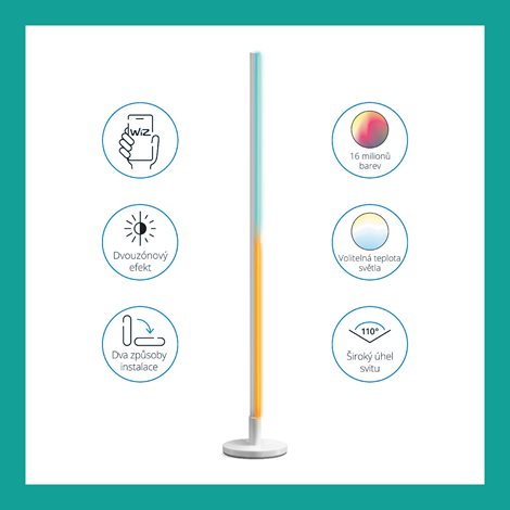 WiZ Pole stojací LED lampa 1x13W 1080lm 2200-6500K RGB IP20, bílá 7