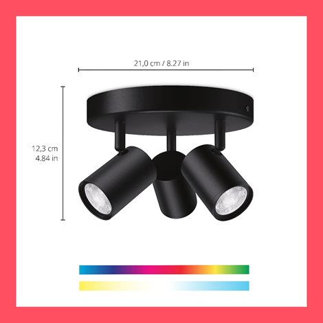 WiZ Imageo bodové LED svítidlo 3x GU10 4,9W 345lm 2200-6500K RGB IP20, černé 6