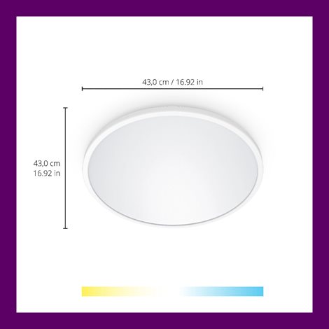 WiZ SuperSlim přisazené LED svítidlo 22W 2450lm 2700-6500K IP20 43cm, bílé 4