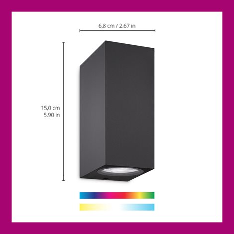 WiZ Up&Down nástěnné LED svítidlo 2xGU10 4,7W 345lm 2200-6500K RGB IP20, černé 6