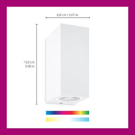 WiZ Up&Down nástěnné LED svítidlo 2xGU10 4,7W 345lm 2200-6500K RGB IP20, bílé 6