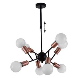 BALL závěsné svítidlo 8x E27 G95 40W bez zdroje 63cm IP20, matně černé/červená bronz