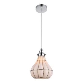 PERUGIA závěsné svítidlo 1x E27 60W bez zdroje 22cm IP20, chrom/opál
