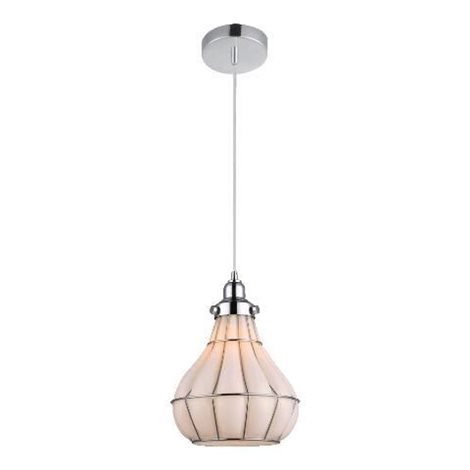 PERUGIA závěsné svítidlo 1x E27 60W bez zdroje 22cm IP20, chrom/opál