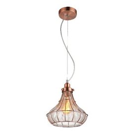 PERUGIA závěsné svítidlo 1x E27 60W bez zdroje 23cm IP20, měděné/čiré sklo