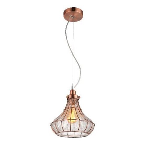 PERUGIA závěsné svítidlo 1x E27 60W bez zdroje 23cm IP20, měděné/čiré sklo